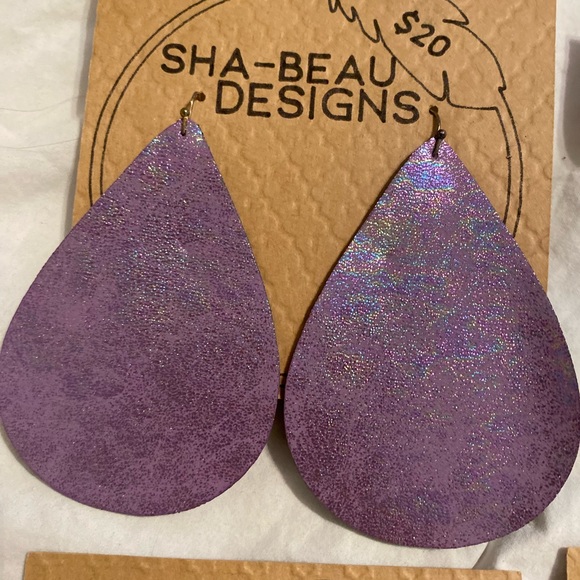 New leather earrings set of 4 - Picture 4 of 6